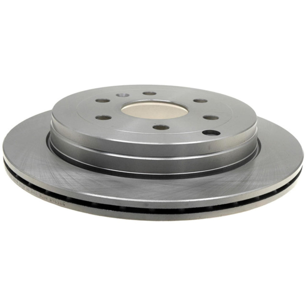 ACDelco Silver rear brake rotor 18A2543A improving heat dissipation for reliable braking.