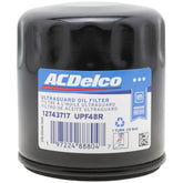 ACDelco UPF48R oil filter closeup showing factory-style filtration design.