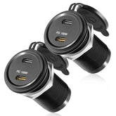 Acegoo 120W dual-port car charger powers devices on the go with fast USB-C and PD charging.