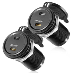 Acegoo 120W dual-port car charger powers devices on the go with fast USB-C and PD charging.