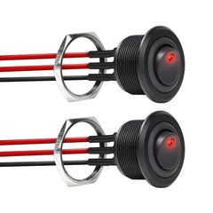 Acegoo 12V aluminum round rocker switch with red LED indicator for clear on/off status.
