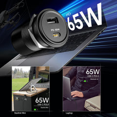 Acegoo 18W USB-A port charges phones quickly during travel.