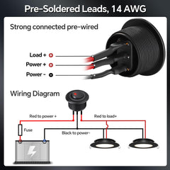 Acegoo 20A rated switch handles up to 240W total power at 12V DC.