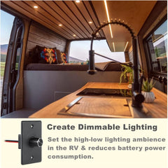 Boat lighting with Acegoo dimmer providing smooth transitions and reduced battery drain.