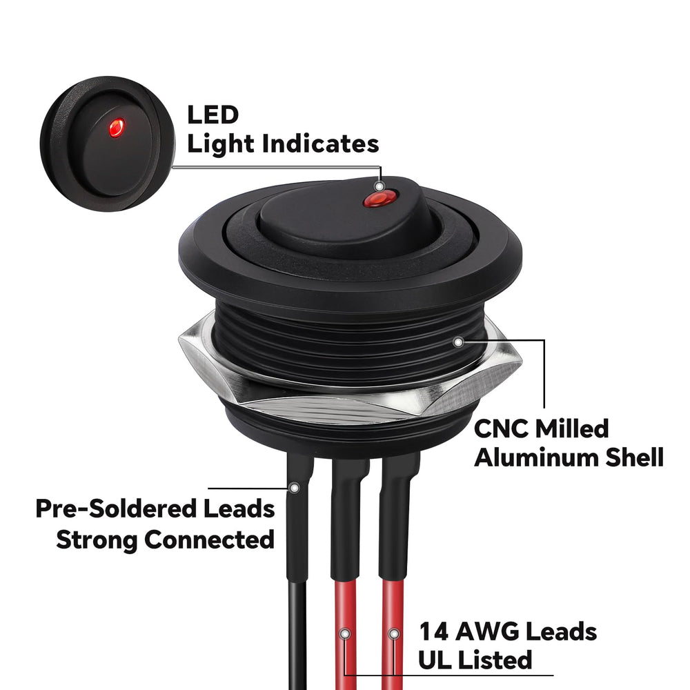 Acegoo red LED indicator shows when the switch is on for quick status checks.