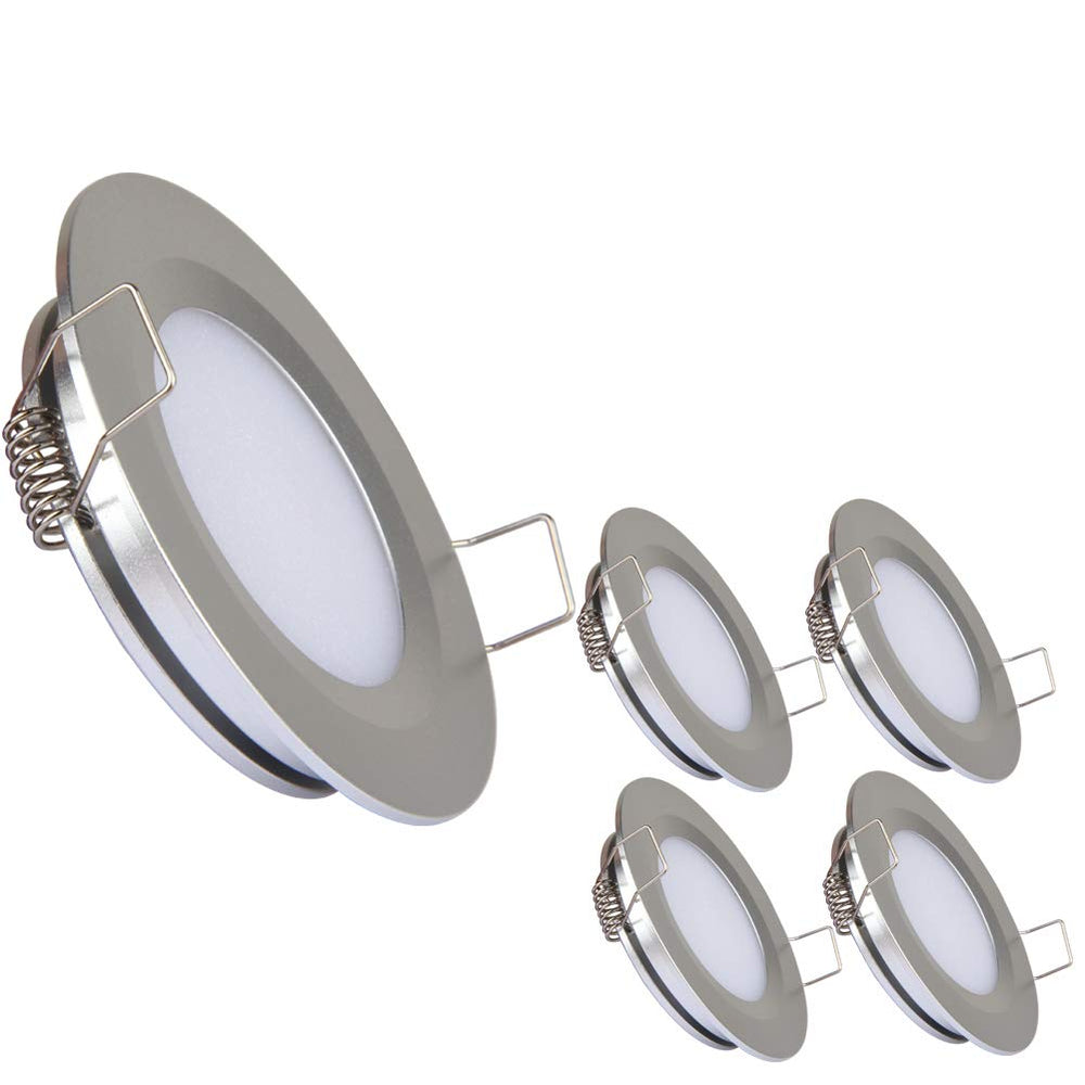 Acegoo RV recessed light in silver provides dimmable warm white for tight spaces