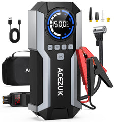 ACEZUK jump starter with air compressor front view for quick engine starts