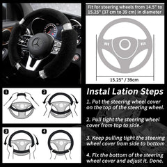 Achiou gift-ready steering wheel cover adds luxury to car interiors.