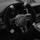 Achiou rhinestone fluffy steering wheel cover front view, enhances style and grip.
