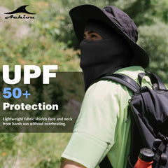 Achiou UV protection shields your face from sun during summer rides.