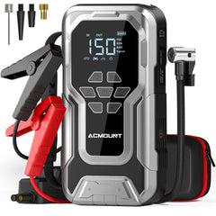 Acmount D18 jump starter front view, compact and ready for roadside power when needed.