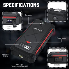 Acmount P100 battery status display shows current level clearly.
