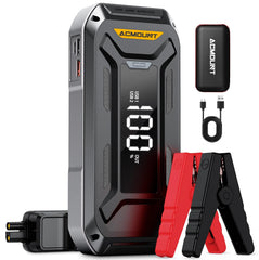 Acmount P120 front view showing the compact jump starter ready for emergencies