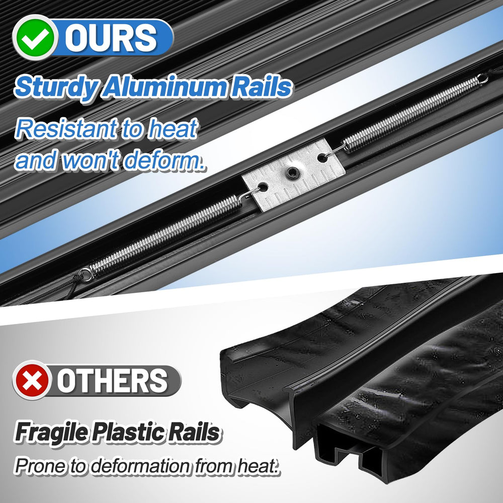 Acostop aluminum rail shade resists heat warping for long-lasting RV performance.