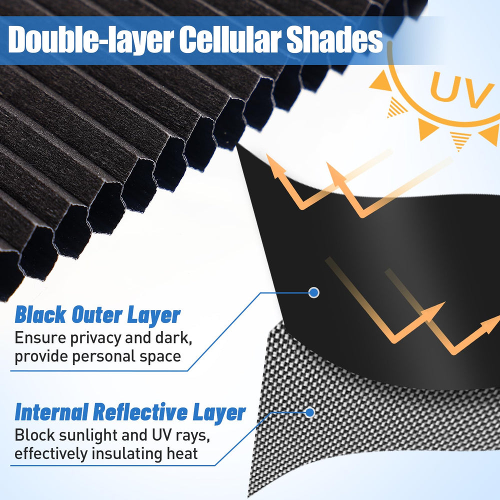 Acostop double-layer cellular shade offers heat insulation and cooler interior.