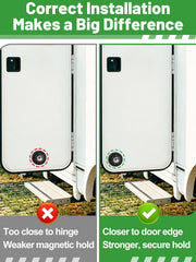 Screw fixing option provides extra stability for heavy RV doors.