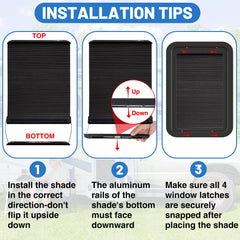 Acostop shade bottom magnets lock securely for full closure and wrinkle resistance.