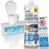 ACTIVE RV Black Tank Treatment bottle ready to pour to control tank odors.