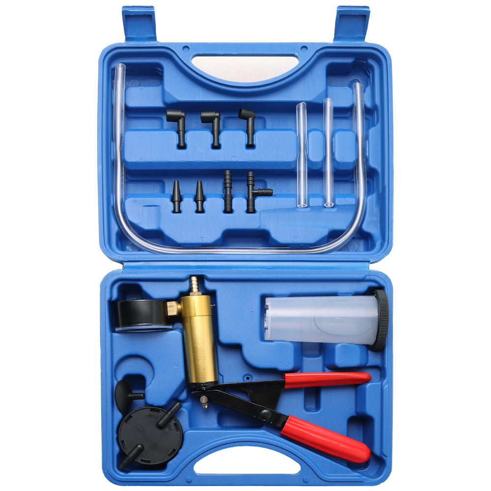 Acymner brake bleeder kit with handheld pump for solo brake bleeding.