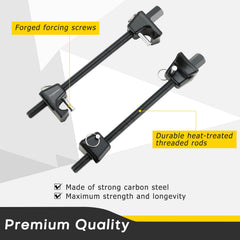 Acymner strut compressor hook details show secure attachment with detent pins for safety.
