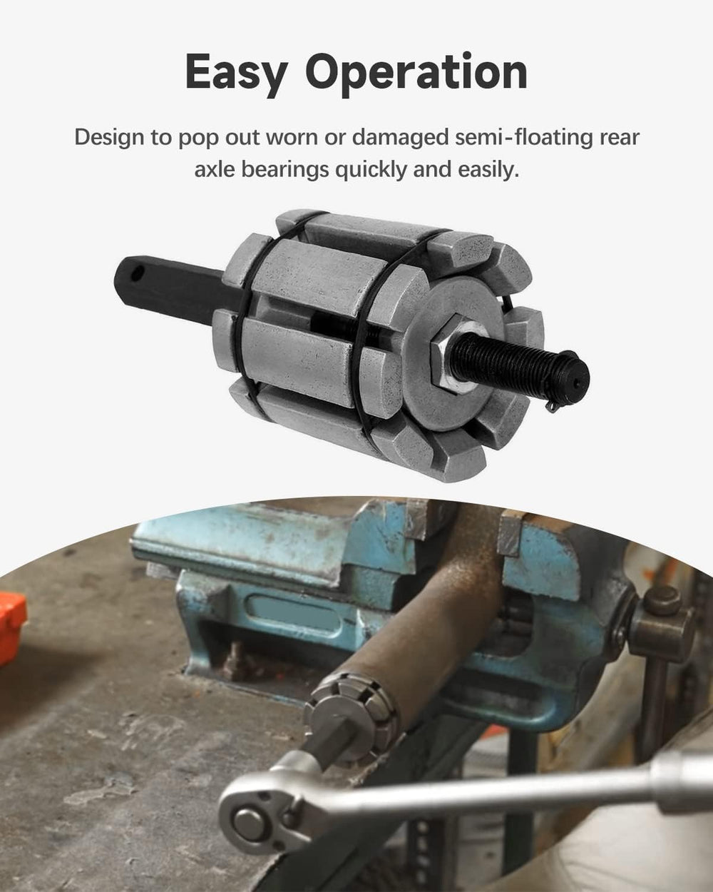 ACZCR exhaust pipe muffler spreader at work improves pipe alignment.