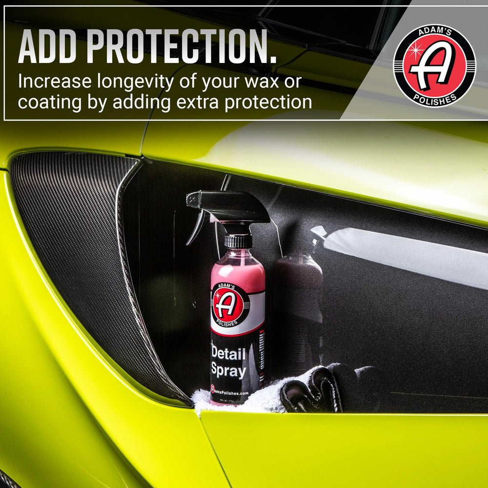 Adam's Detail Spray on surface showing high-gloss reflection.