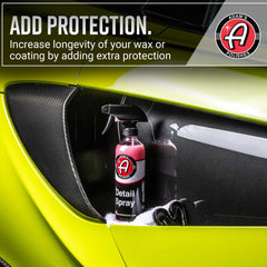 Adam's Detail Spray on surface showing high-gloss reflection.