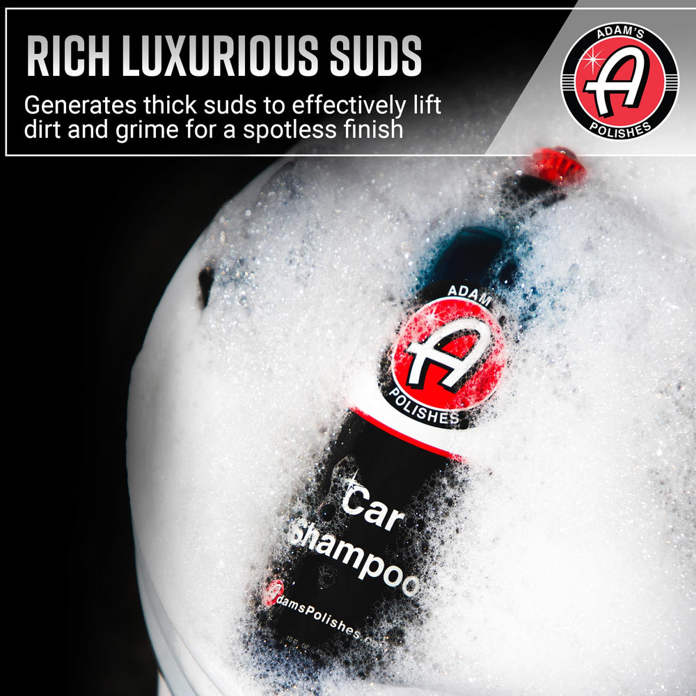 Clean glass and wheels with Adam's Polishes Car Shampoo residue-free shine