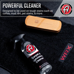 Adam's Polishes Carpet Cleaner non-foaming formula supports safe cleaning.