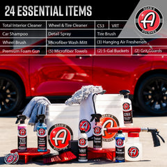 Adam's Polishes Essential Kit bucket keeps washing organized and efficient.