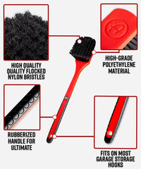 Adam's Polishes Fender Brush features a rubberized ergonomic grip for comfortable detailing.