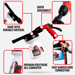 Adam's Foam Gun with quick-connect enables fast, simple setup for car washing.