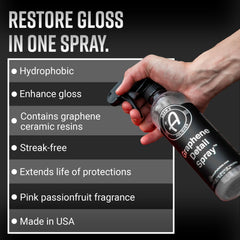 Action shot of Adam’s Graphene Detail Spray mist and wipe detailing