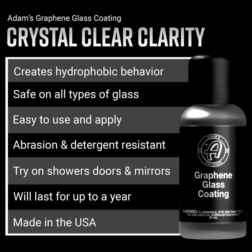 Adam's Polishes Graphene Glass Coating applied to a windshield for water beading