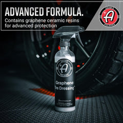 Adam's Graphene Tire Dressing with applicator provides clean, even coverage.