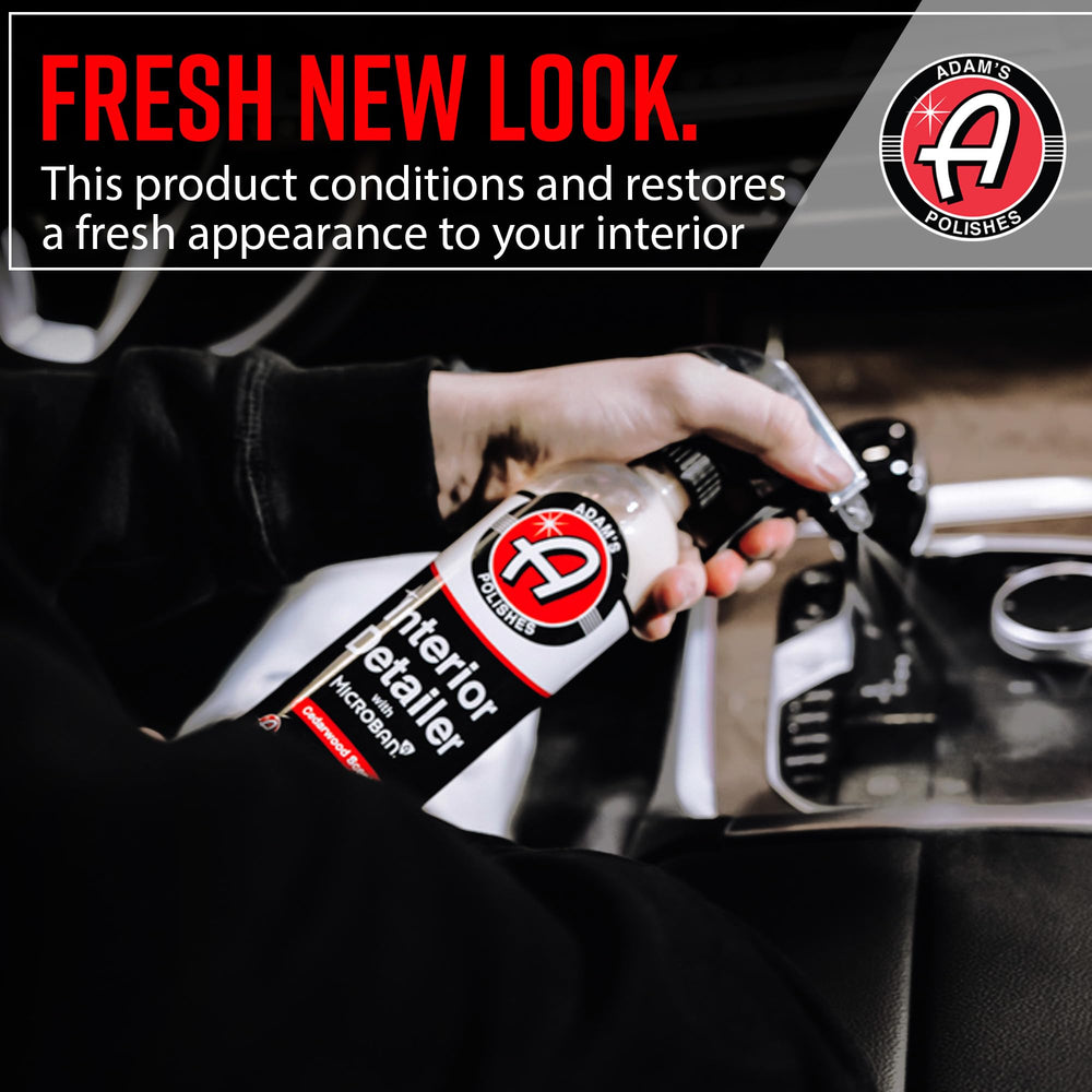 Adam's Polishes Interior Detailer Cedarwood helps reduce dust on consoles