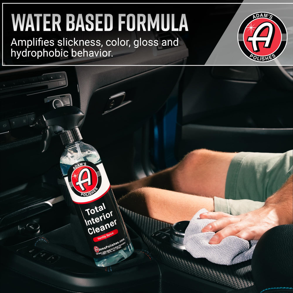Adam's Polishes cleans leather, vinyl, plastic and glass surfaces.