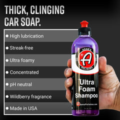 Adam's Polishes Ultra Foam Shampoo bottle pour enables quick, controlled dilution