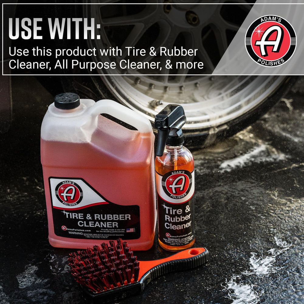 USA-made Adam's Polishes tire brush with satisfaction guarantee