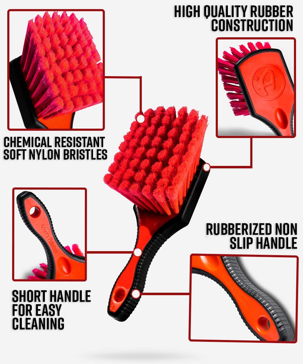 Adam's Polishes Wheel Brush short-handle design for precise scrubbing around wheels