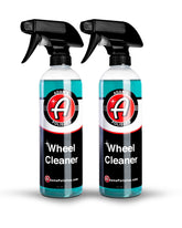 Adam's Polishes Wheel Cleaner 2-Pack bottle closeup with spray nozzle for easy application.