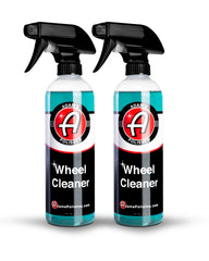 Adam's Polishes Wheel Cleaner 2-Pack bottle closeup with spray nozzle for easy application.