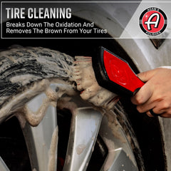 Tire sidewall clean with Adam's Polishes Wheel & Tire Cleaner for renewed look