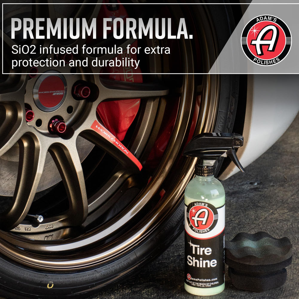 Adam's Tire Shine on large tread blocks delivers even coverage