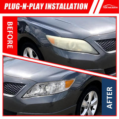ADCARLIGHTS Camry headlight amber reflector detail for daytime visibility.