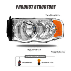 ADCARLIGHTS Ram 2500/3500 chrome housing headlight with clear lens detail