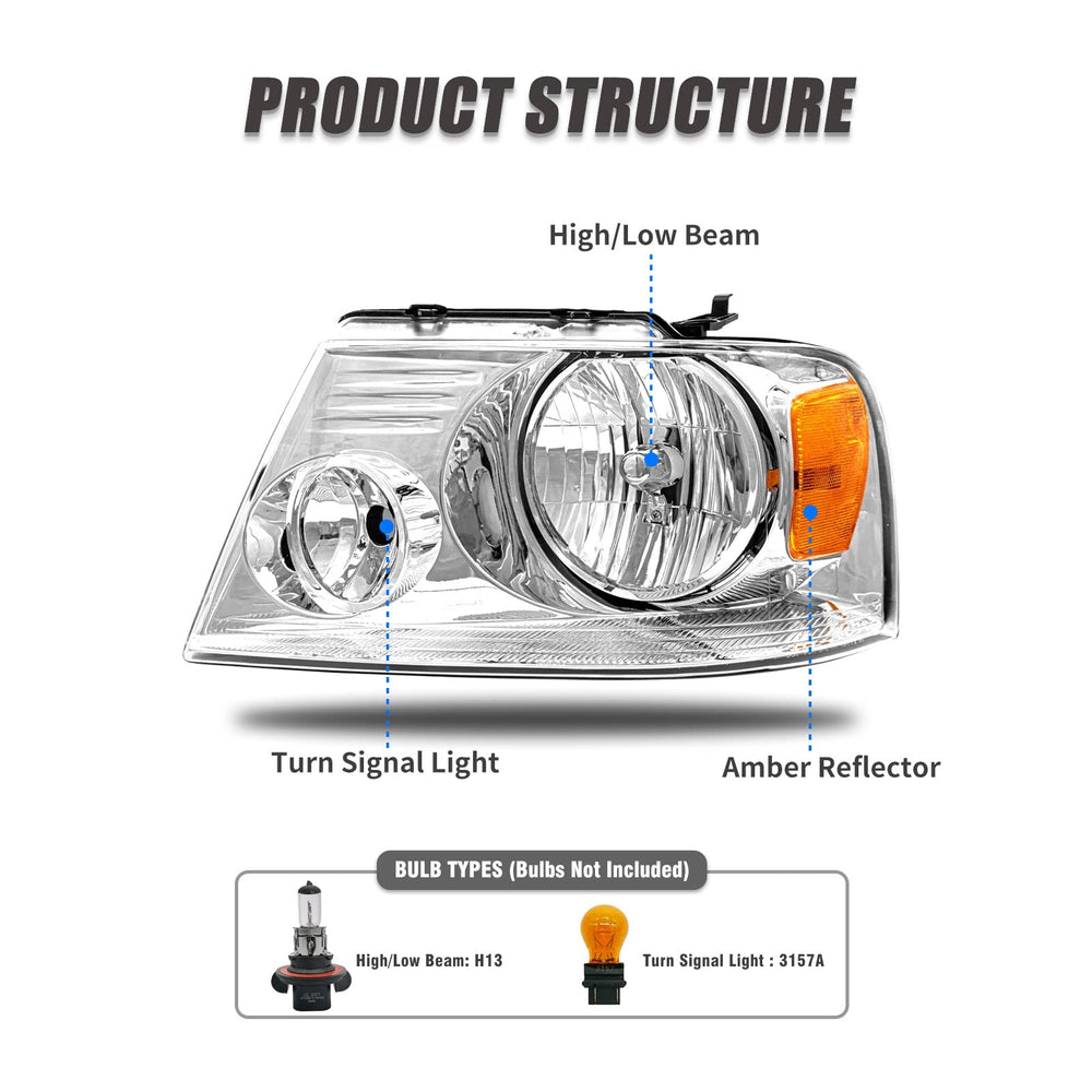 ADCARLIGHTS headlight for Ford F-150 showing amber reflector detail