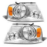 ADCARLIGHTS headlight assembly for Ford F-150 with clear lens and chrome housing for better night visibility