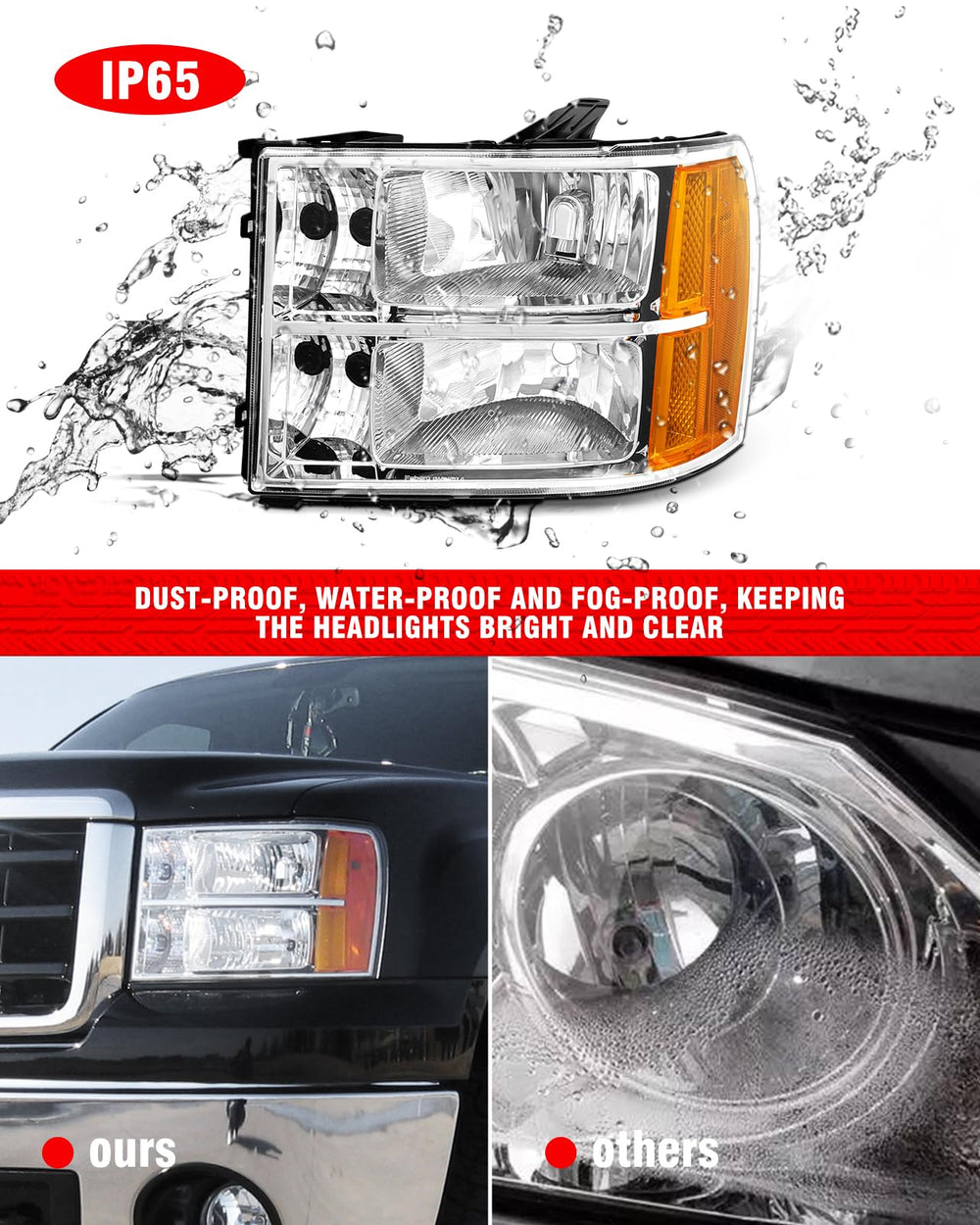 ADCARLIGHTS front view highlights chrome housing and precise OE-style fit.