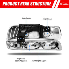 ADCARLIGHTS Tahoe 2000-2006 headlight with chrome housing delivers clear, reliable illumination.
